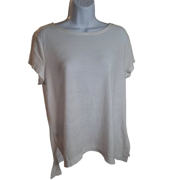 Simply Vera Wang Womens Top L White Textured Short Sleeve Minimalist - Picture 1 of 6